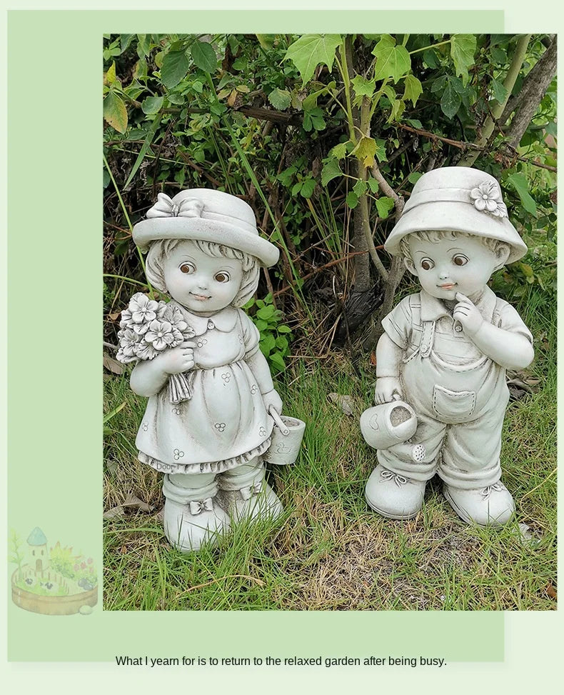 Outdoor Cartoon Garden in the Courtyard, Display Decorations, Landscape Sculpture, Resin Crafts