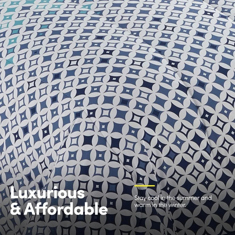 5 Piece Comforter Set Bag Solid Color All Season Soft Down Alternative Blanket Luxurious Microfiber Bed Sheets Genova Twin