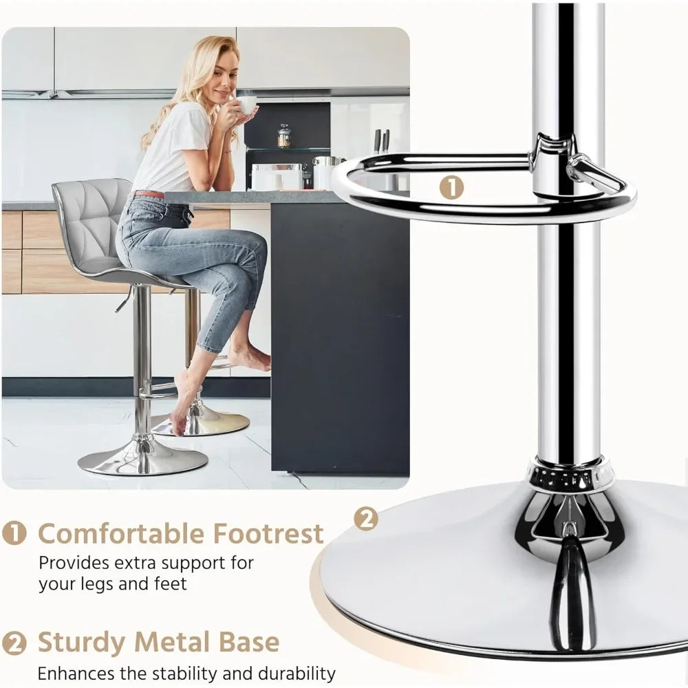 Adjustable Swivel Bar Stools – 4-Piece PU Leather Set with Shell Back