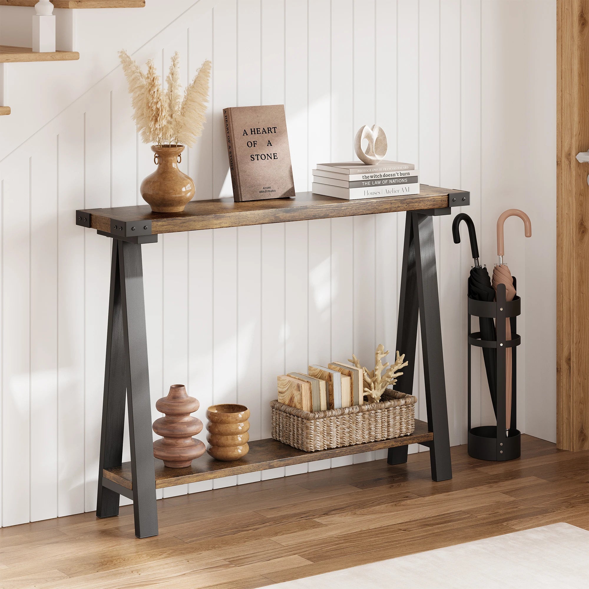 42.9"Console Table, Entryway Table and Sofa Table, 2-Tier Narrow Console Table with Storage, Console Tables for Hallway, Foyer