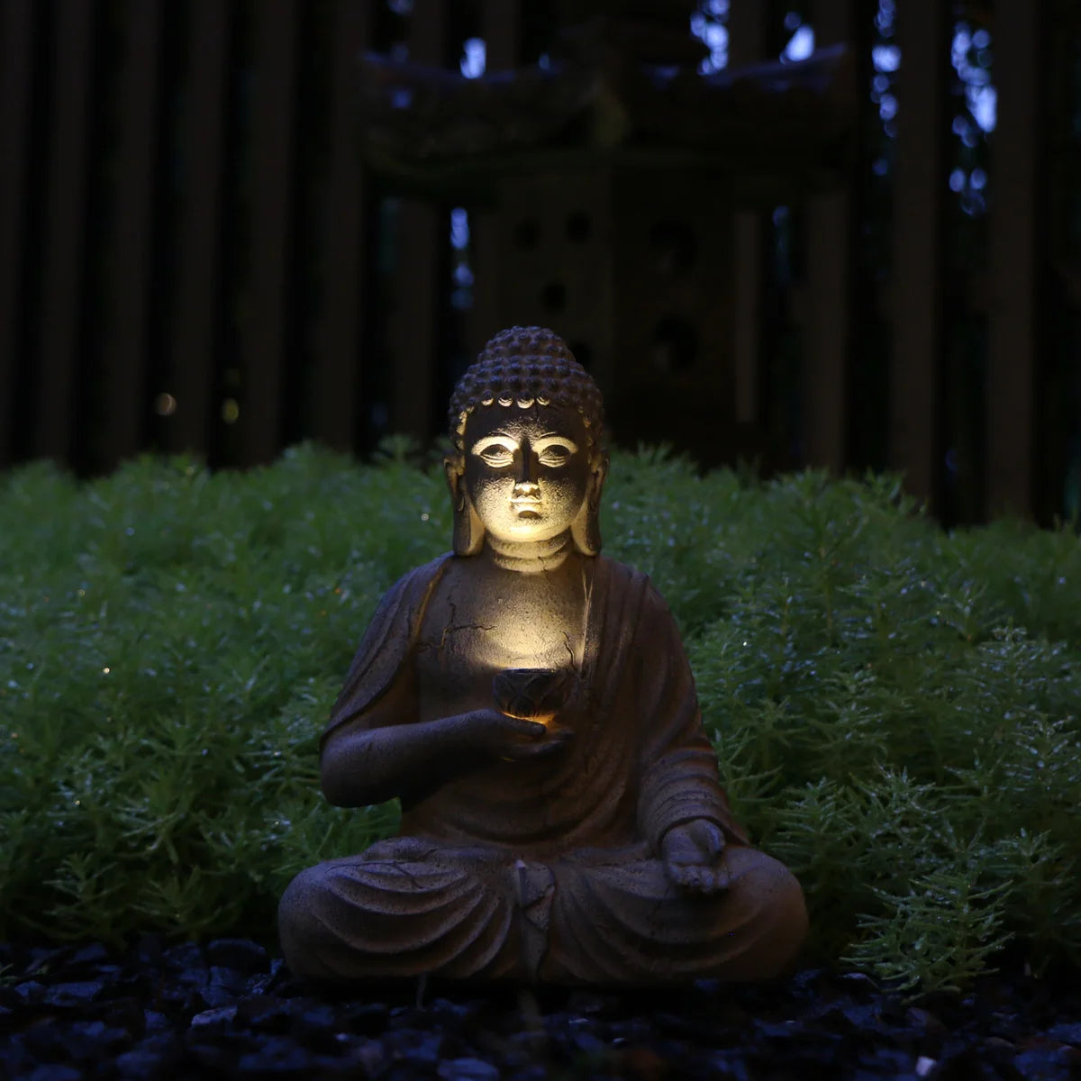 Solar Buddha Statue with Light – Zen-Inspired Outdoor Decor