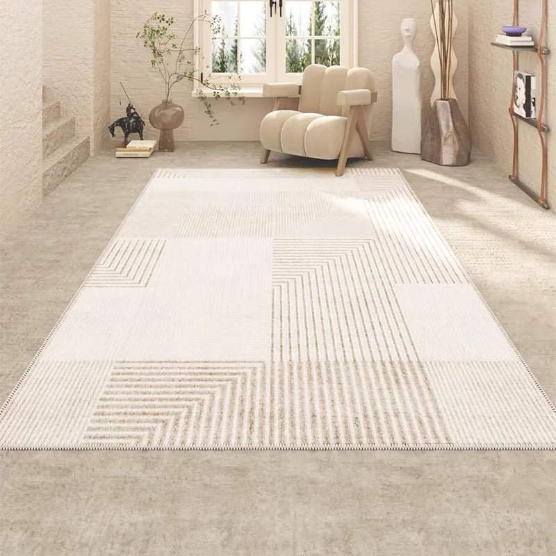 VIKAMA Summer Cool Cream Style Premium Rug Living Room Sofa Bedroom Floor Mat Bedside Rug Stain Resistant Home Decoration