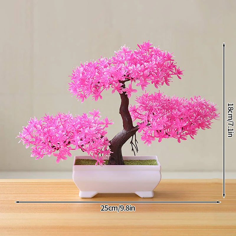 Artificial Potted Flowers Plants Bonsai Fake Plant Flower Potted Ornaments for Garden Small Simulated Tree Home Decor Supplies