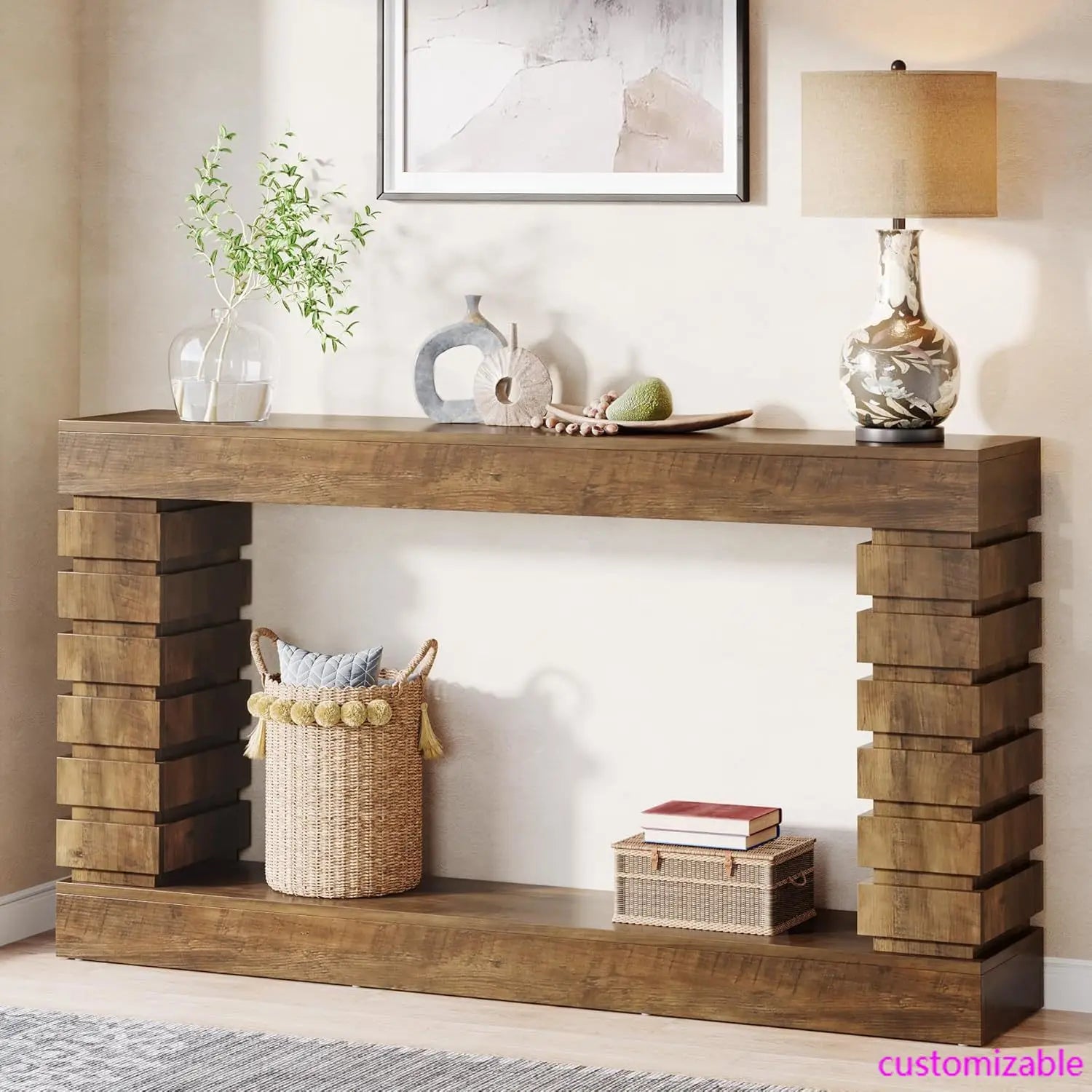 70.8-Inch Long Console Table, Wood Entryway Table with Storage, Narrow Sofa Table Couch Table for Living Room Entryway Hallway