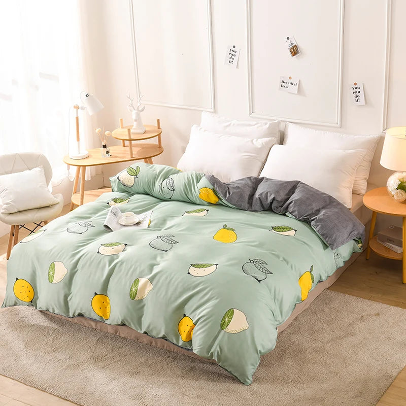 1Pc Ins Style Aloe Vera Cotton Quilt Cover Set Pillowcase Suitable for Bedroom Apartment, Suitable for All Seasons, Skin-Friendly and Comfortable 150/180/200cm(1Pc Quilt Cover + 2Pc Pillowcase)