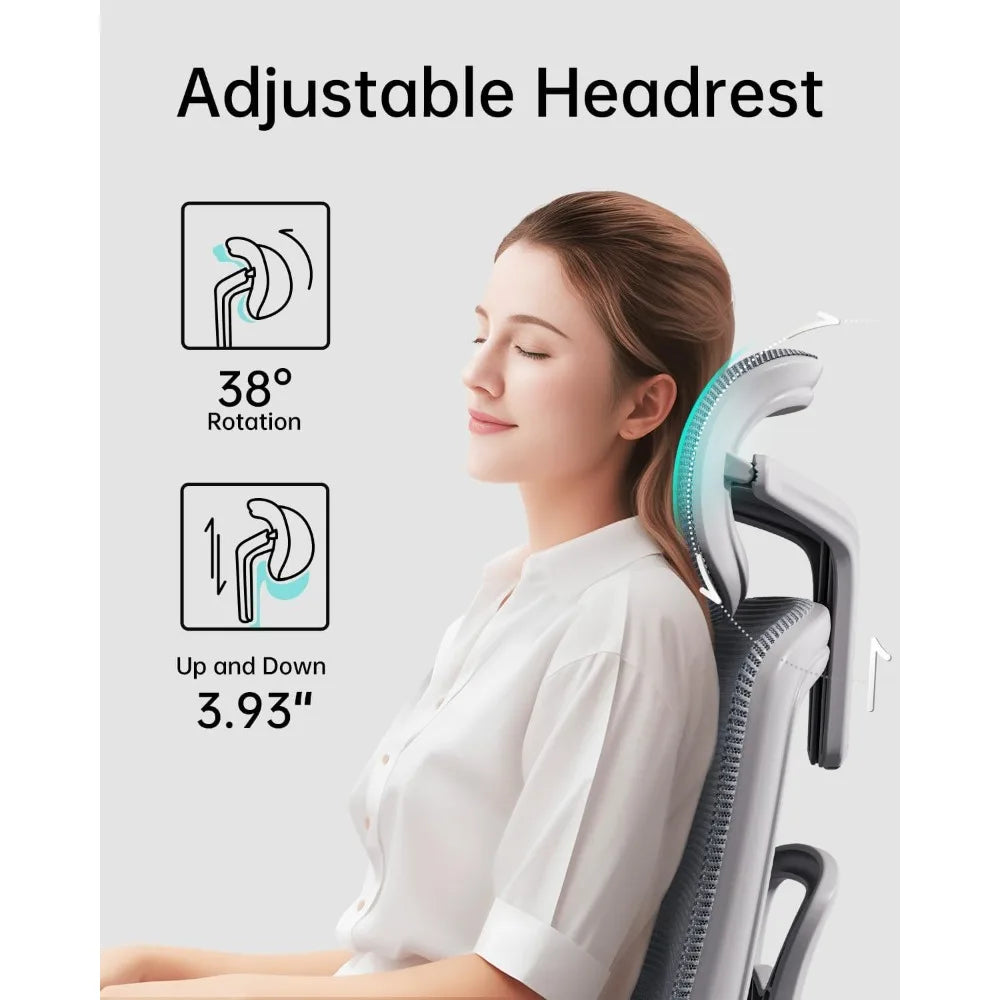 Ergonomic Office Chair with 3D Adjustable Armrests, Adjustable Lumbar Support High Back for Computer Chair