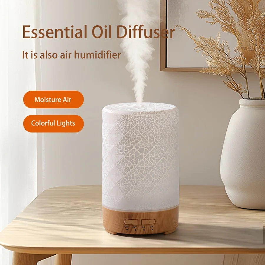 150ml Crack Design Essential Oil Diffuser USB Powered with  7 Color LED Lights Ultrasonic Air Humidifier for Living Room  Office