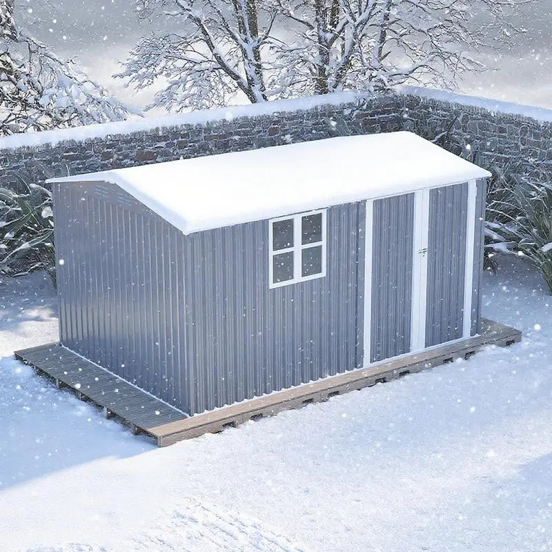 Heavy-Duty Steel Storage Shed – 8 ft × 12 ft with Window