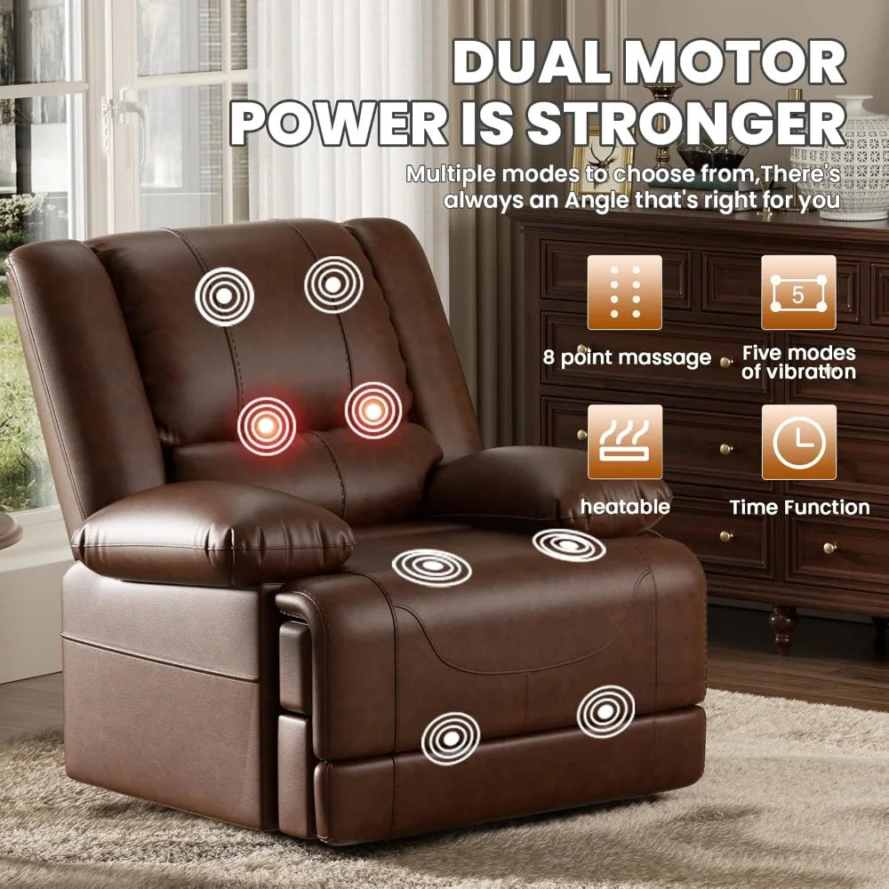 Large dual motor power lift recliner chair with massage and heat for elderly people, infinite position,usb ports and remote cont
