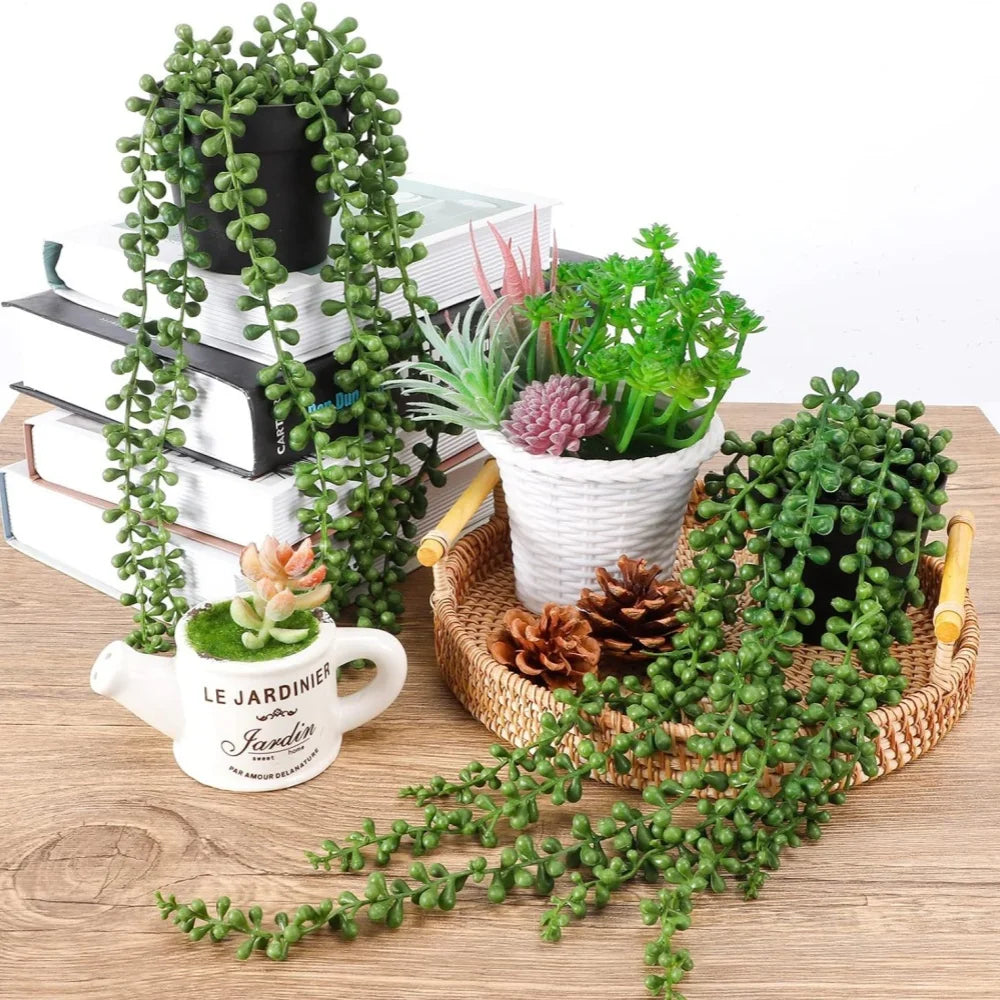 Artificial Plant Wall Hanging Fake Plants Green Leaf Flower Decor Room Simulation Bonsai Home Decoration Hotel Party