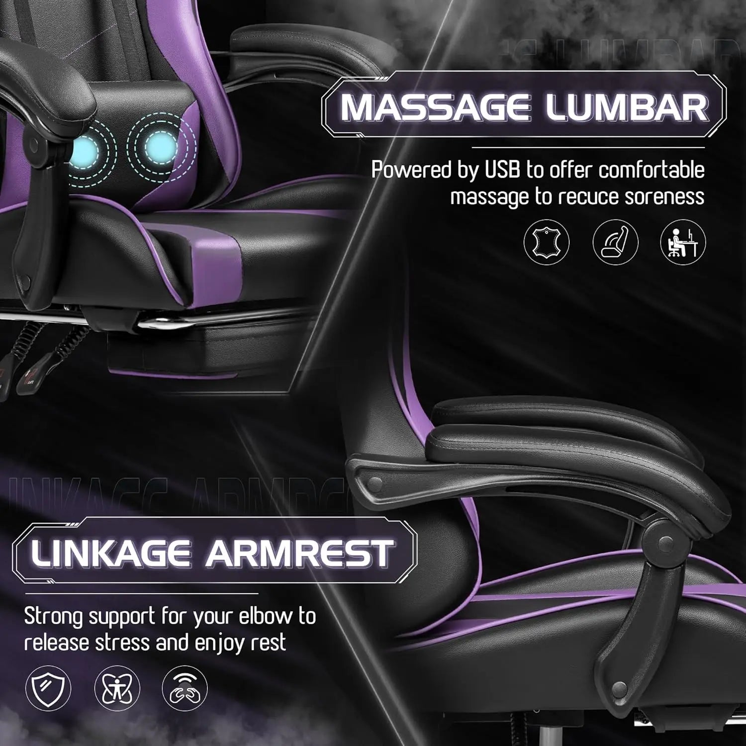 Homall Gaming Chair Video Game Chair Footrest and Massage Lumbar Support Ergonomic Computer Chair Height Adjustable Swivel Seat