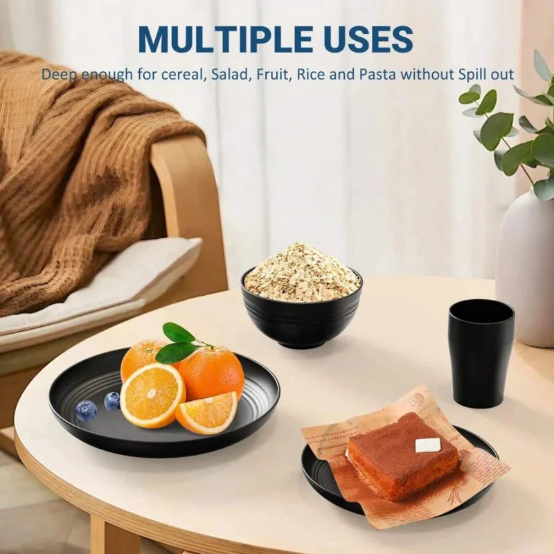 16pcs Dinnerware Sets For , Plastic Plates And Bowls, Includes Dinner Plate, Dessert Plate, Cereal Bowl, And Cup, Unbreakable Pl