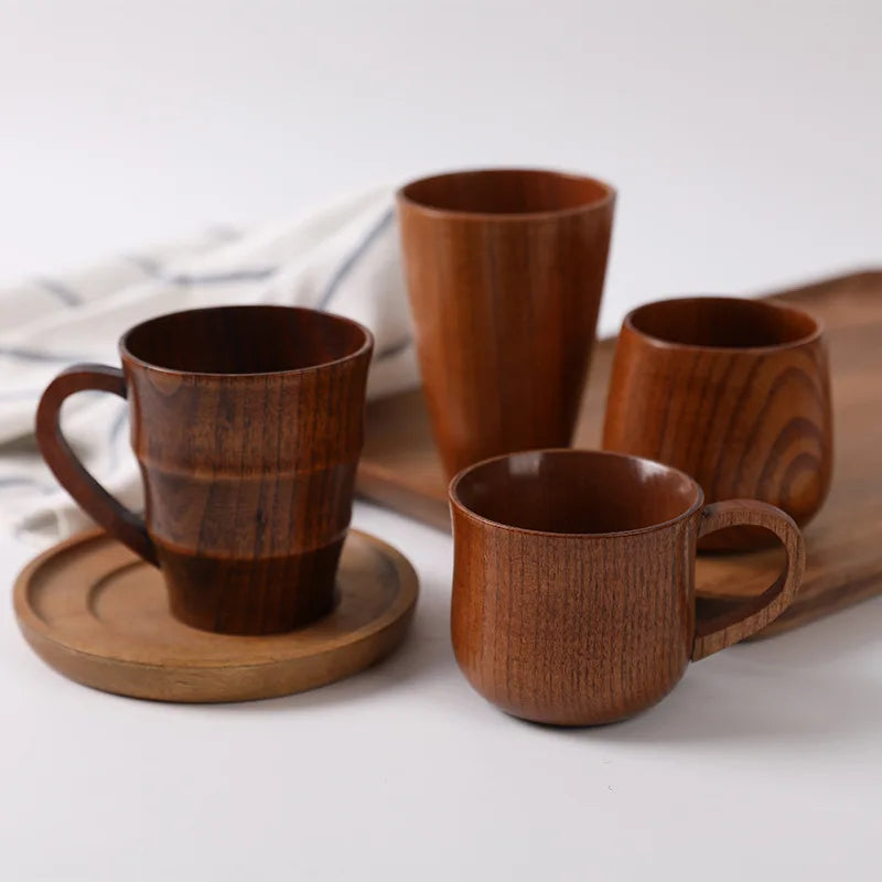 Elegant Solid Wood Teacup – New Chinese Style Anti-Scalding Water Cup
