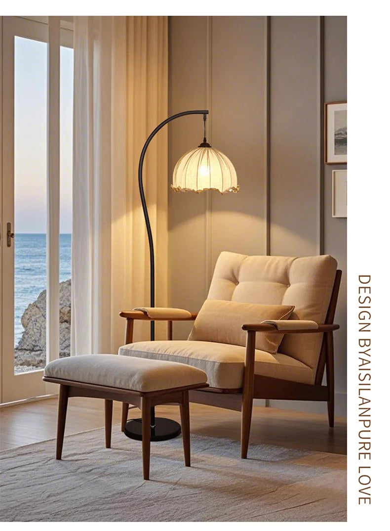 Nordic Linen Fabric Led Floor Lamps Living Room Sofaside Atmosphere Lights Home Lighting Bedroom Bedside Lustre Lamp Fixtures