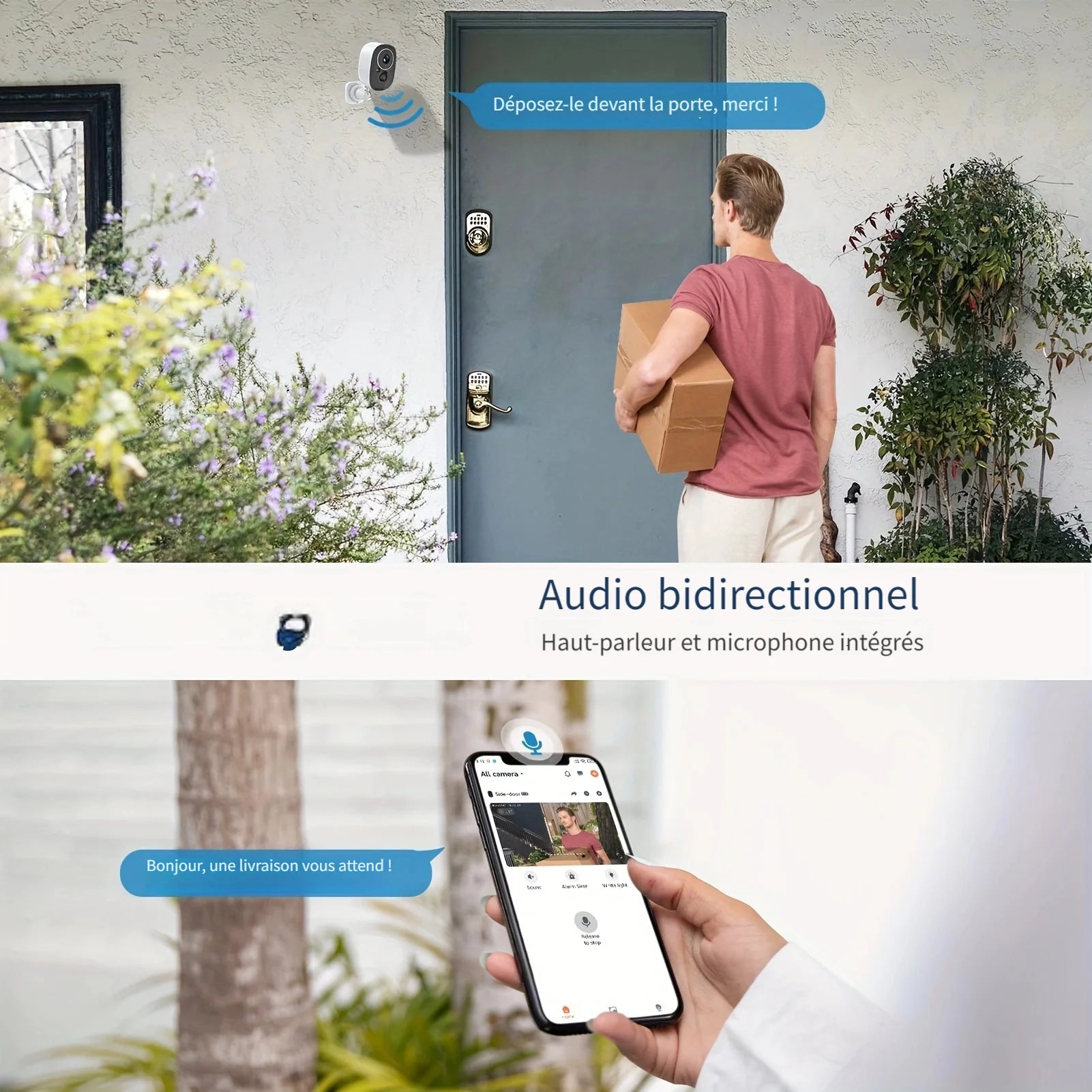 2K/3MP wireless outdoor security Camera 5200 mah battery powered PIR body detection night vision with spotlight two-way call