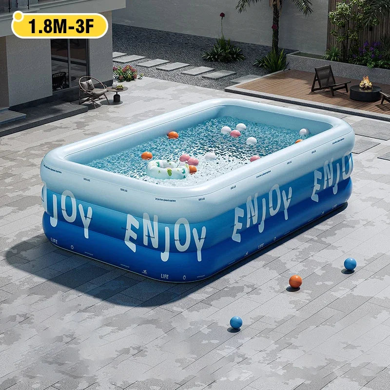 Inflatable Family Swimming Pool with Canopy – Large Outdoor Pool (3m / 2.6m / 2.1m / 1.8m)