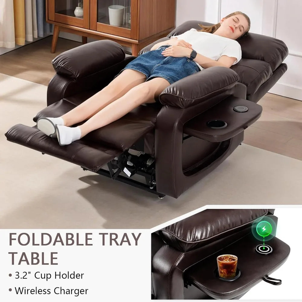 Dual Motor Power Lift Recliner Chair for Elderly Adult with Heat Massage Cup Holder - Infinite Position Lay Flat Capability