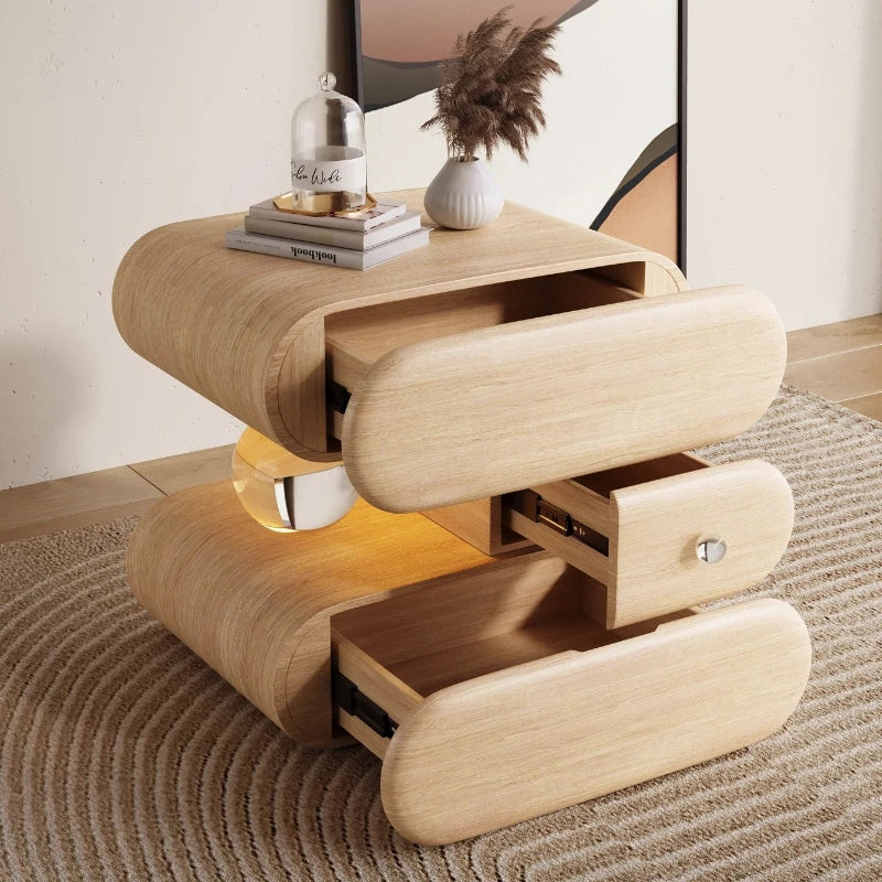 Luxury high-end Bedside tables Cream style solid wood Modern elegant Chest of drawers High end minimalism bedroom furniture