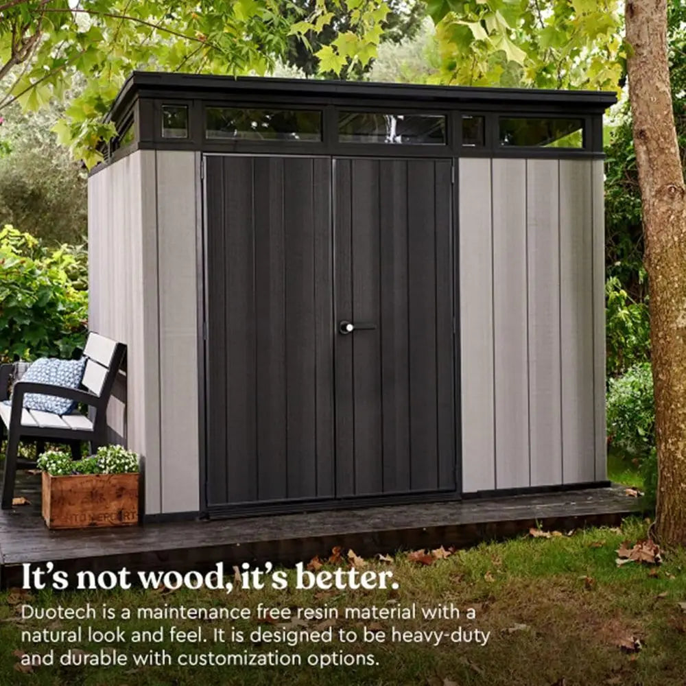 All-Weather Storage Shed: 9x7 Ft with Skylight, Window, Built-In Ventilation, Walls, and Lockable Double Doors for Outdoor Equip