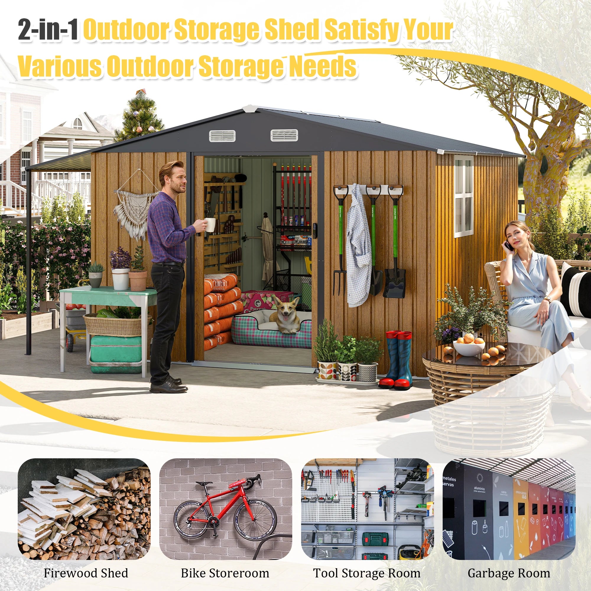 Outdoor Metal Storage Shed – 10 ft × 12 ft Extra Large Steel Shed