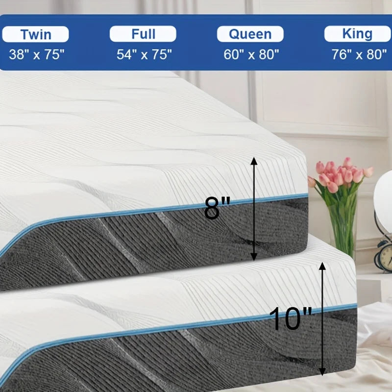 Hcore Queen Size Mattress, 8/10 Inch Medium Firm - Extra Firm Dual Sides Flippable Mattress for Back Pain Relief