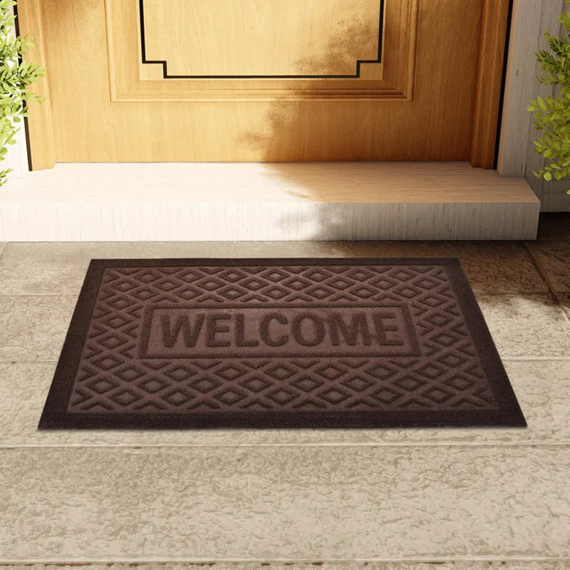 Heavy duty rubber welcome mat - anti slip, dust-proof home entrance door mat, durable and washable carpet,