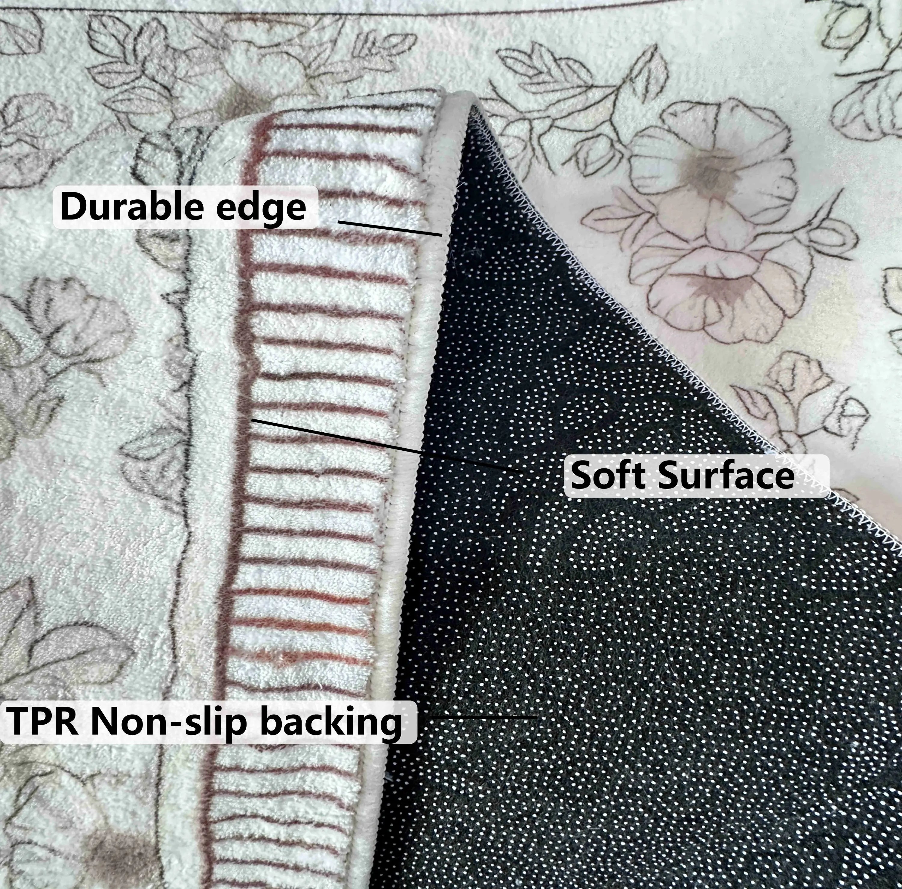 VIKAMA French-Style Round Imitation Cashmere Carpet Non-Slip Living Room Sofa Coffee Table Bedroom Bedside Floor Rug Home Decor