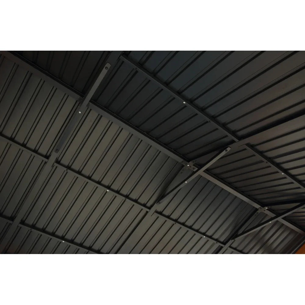 Fir Wood Carport Pavilion Gazebo, Shade, Rain, Hard Top Steel Metal Roof, All Weather Protected, with Galvanized Steel Roof