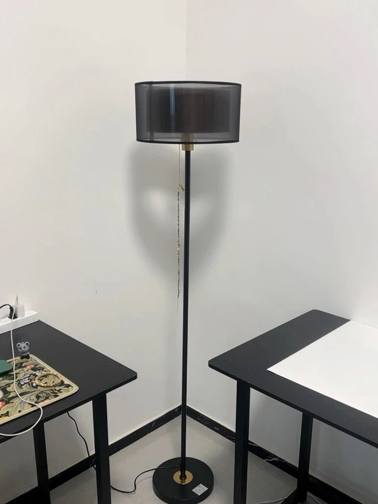 LED Modern Creative Circular White Black Fabric Lampshade Floor Lamp Living Room Bedroom Home Indoor Atmosphere Decoration Light
