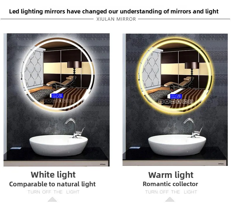 19.5 Inch Smart Round Mirror Bathroom Mirror Anti-fog Makeup Wall Hanging Bathroom Bathroom Led Mirror with Light Vanity Mirror