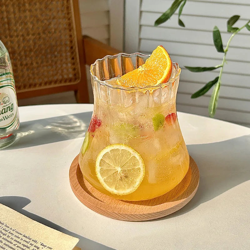 Ins Glass Cup High Borosilicate Tumbler Drinkware Milk Tea Cups Juice Coffee Mug Latte Glass Heat-resistant Stripe Water Glasses