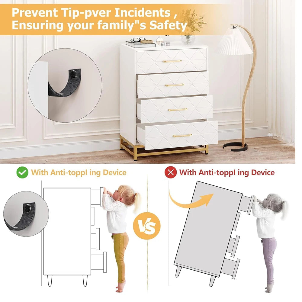 Wooden Dresser for Bedroom, Dressers & Chest of Drawers with 4 Drawer, Wood nightstand for Storage and Organization