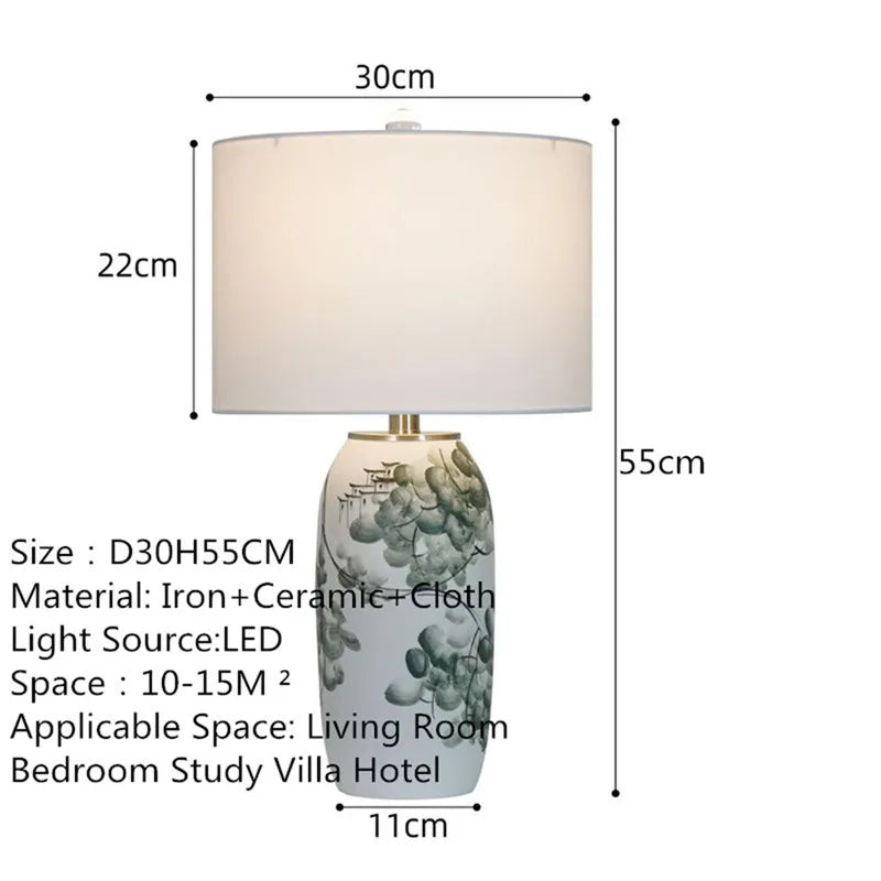 Contemporary Luxury Ceramic Table Lamp LEDAmerican Retro Creativity Living Room Bedroom Study Villa Hotel Bedside Desk Light