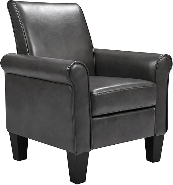 Faux Leather Accent Chair – Modern Club Armchair in Grey
