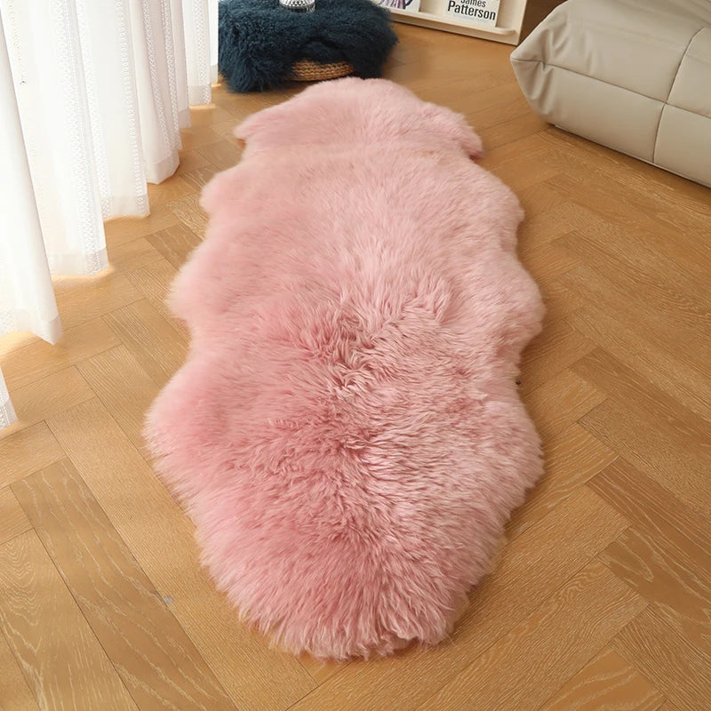 Long Strip Carpet Fluffy Soft Faux Fur Plush Bedroom Bedside Carpets Girl's Room White Home Decoration Rugs Furry Chair Cushion