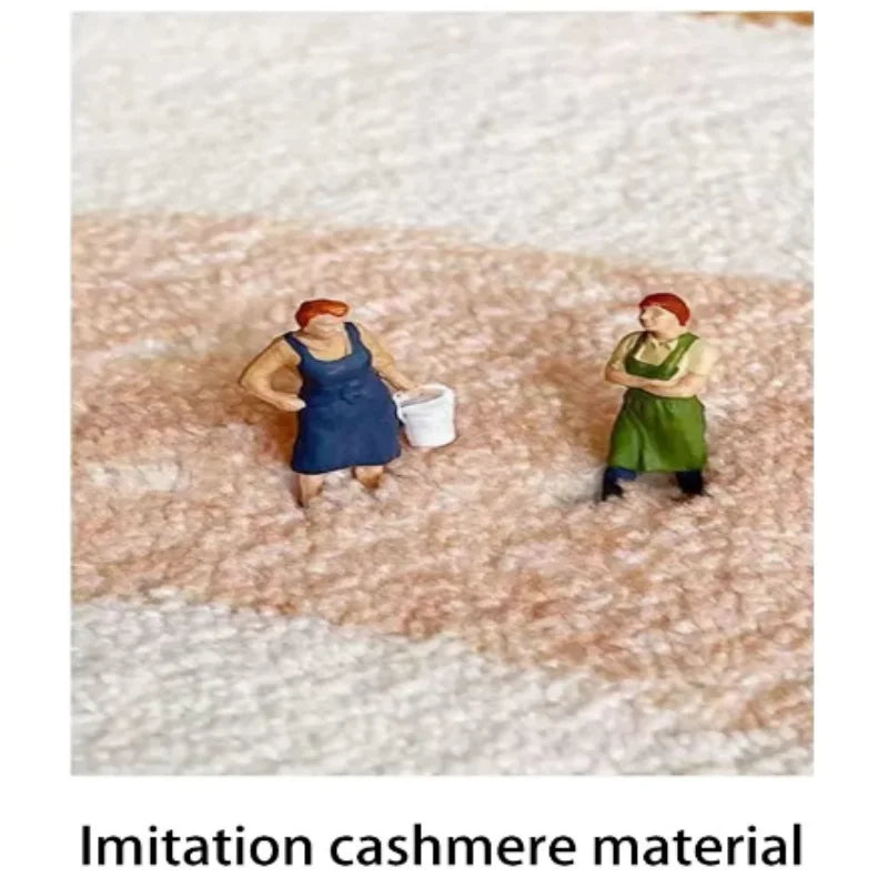 VIKAMA French-Style Round Imitation Cashmere Carpet Non-Slip Living Room Sofa Coffee Table Bedroom Bedside Floor Rug Home Decor