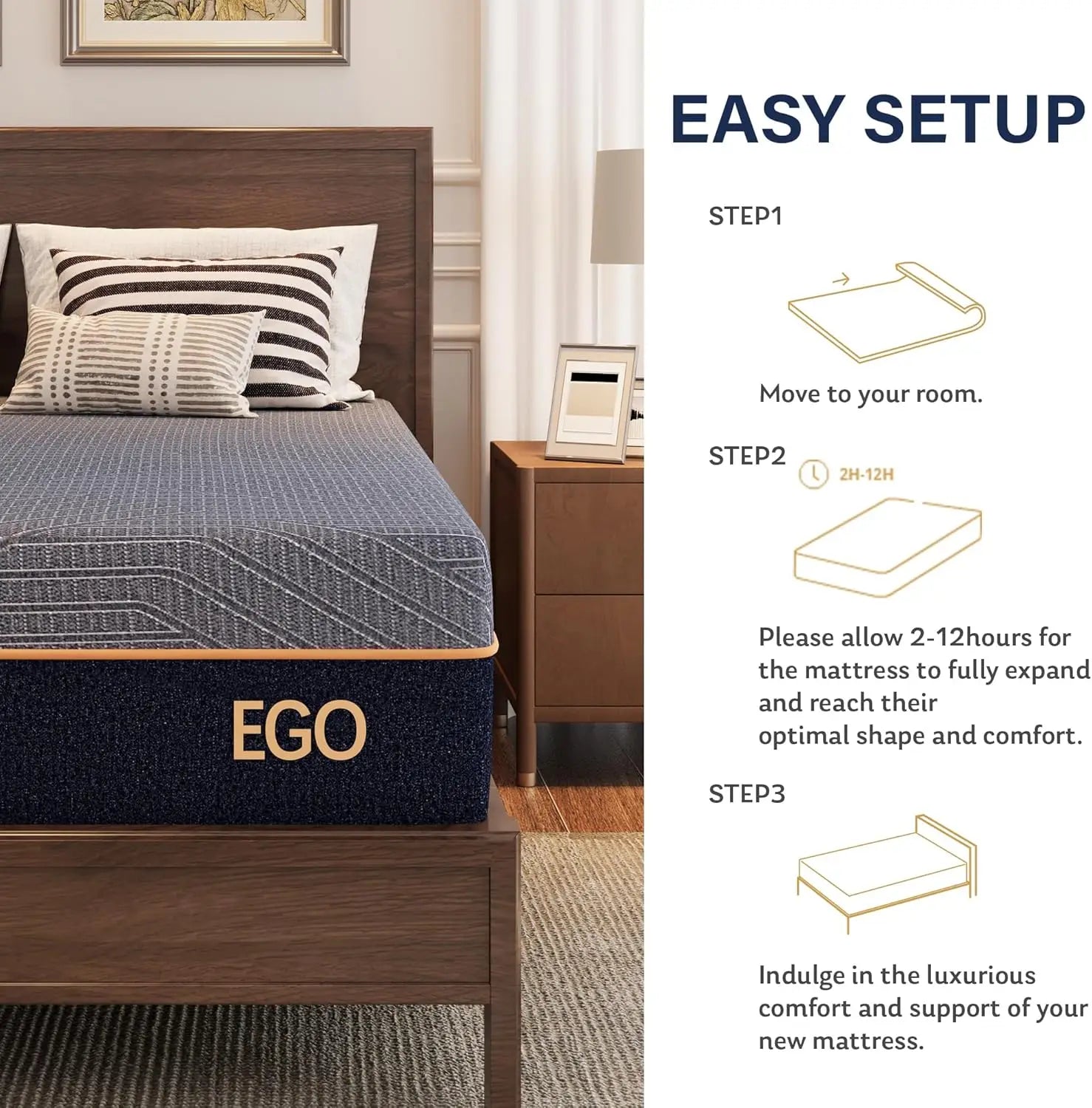 5/8/6/10/12 In Mattress, Copper Gel Cooling Memory Foam Mattress for Back Pain Relief,Therapeutic Double Matress Bed in a