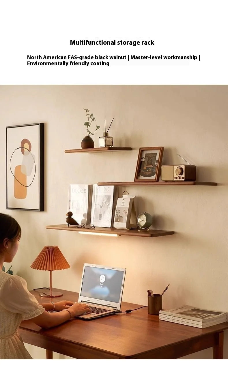 Solid Black Walnut Floating Shelf – Wall-Mounted Wood Ledge
