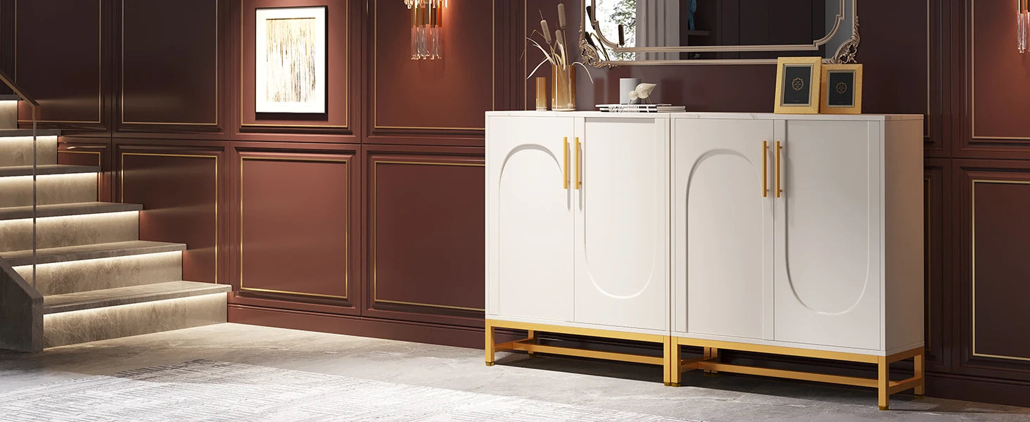 Tribesigns Modern Sideboards, Buffet Cabinet with 4 Doors and Adjustable Shelves (White)