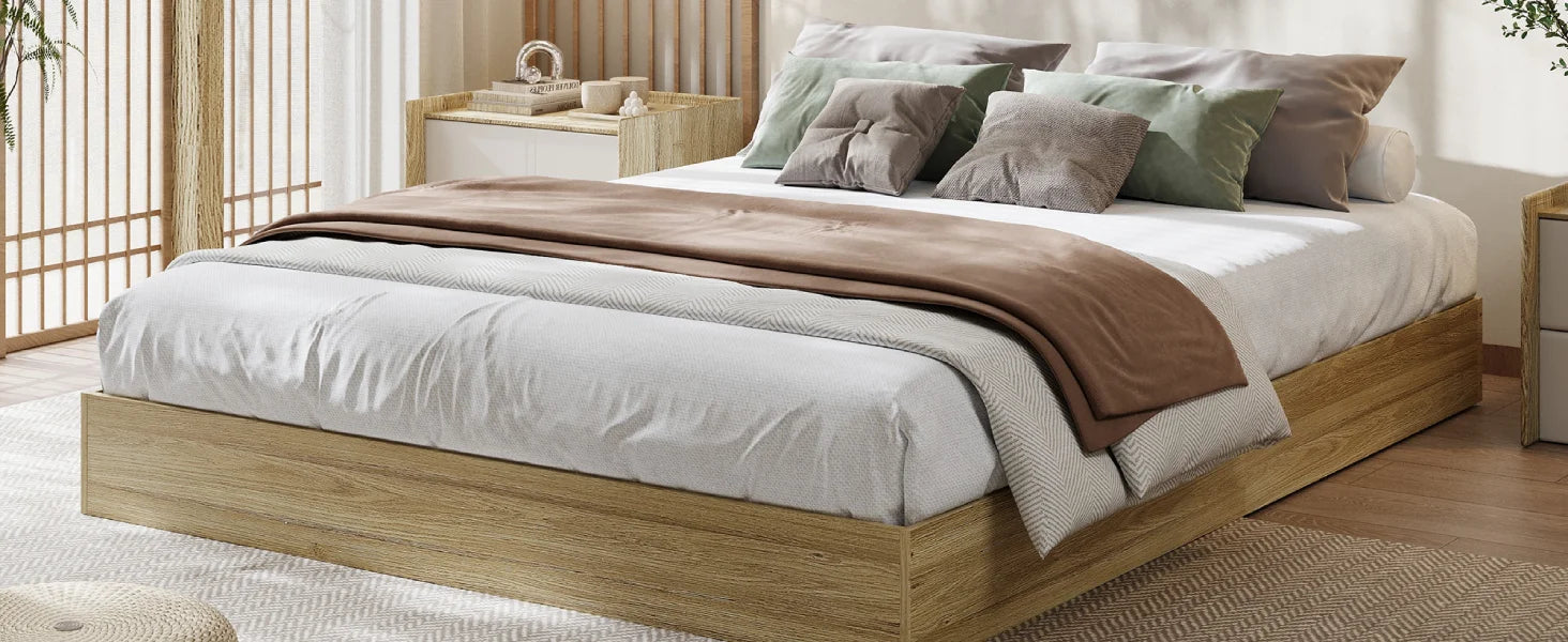 Full Size Solid Wood Bed Frame – Durable Platform Bed for Comfortable Sleep
