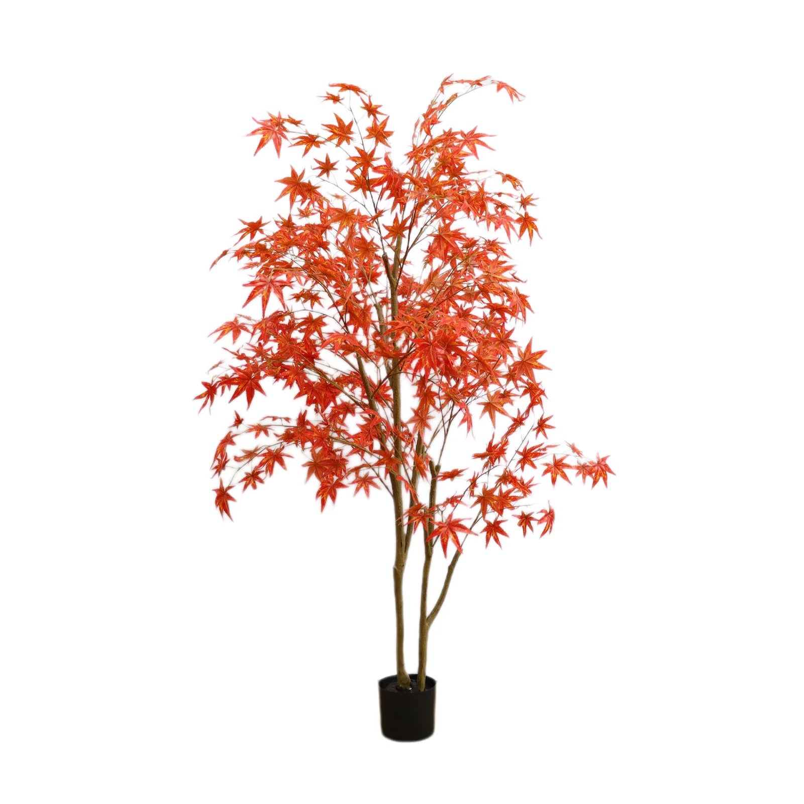 Autumn Maple Artificial Fall Tree In Plastic Pot, 120cm/150cm/180cm Faux Silk Leaves Red Maple Tree For Party Home Decoration