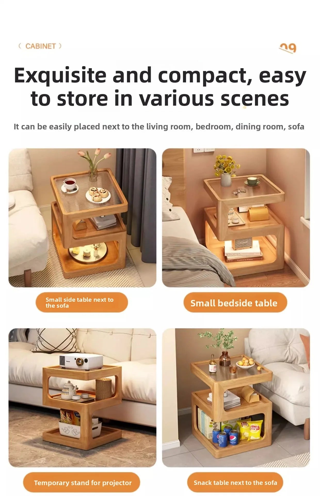 All solid wood bedside table Modern simple bedside table A few light luxury high-end home bedroom bedside storage table