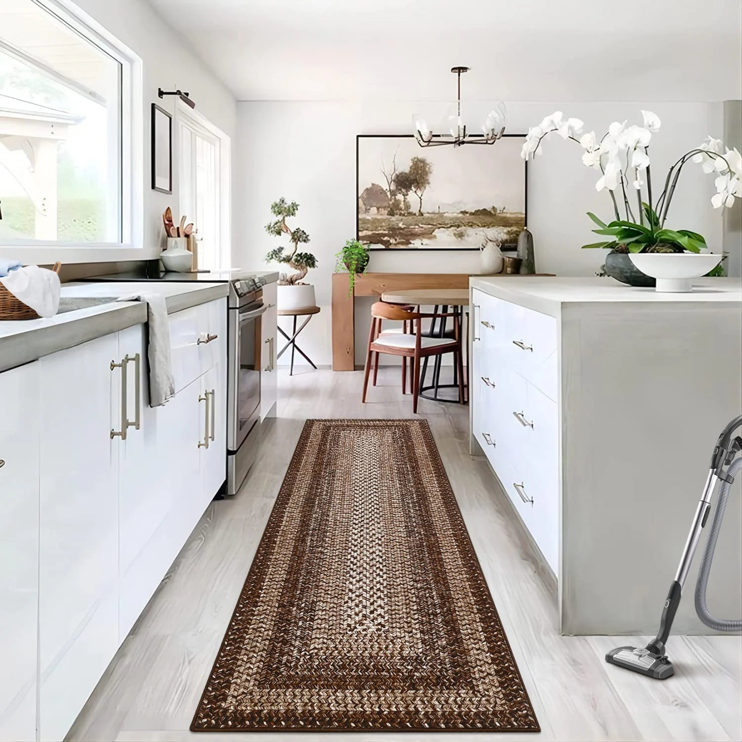 Washable Area Rugs Large Rugs for Living Room Modern Braided Print Non Slip Rug Indoor Floor Cover Accent Carpet for Bedroom