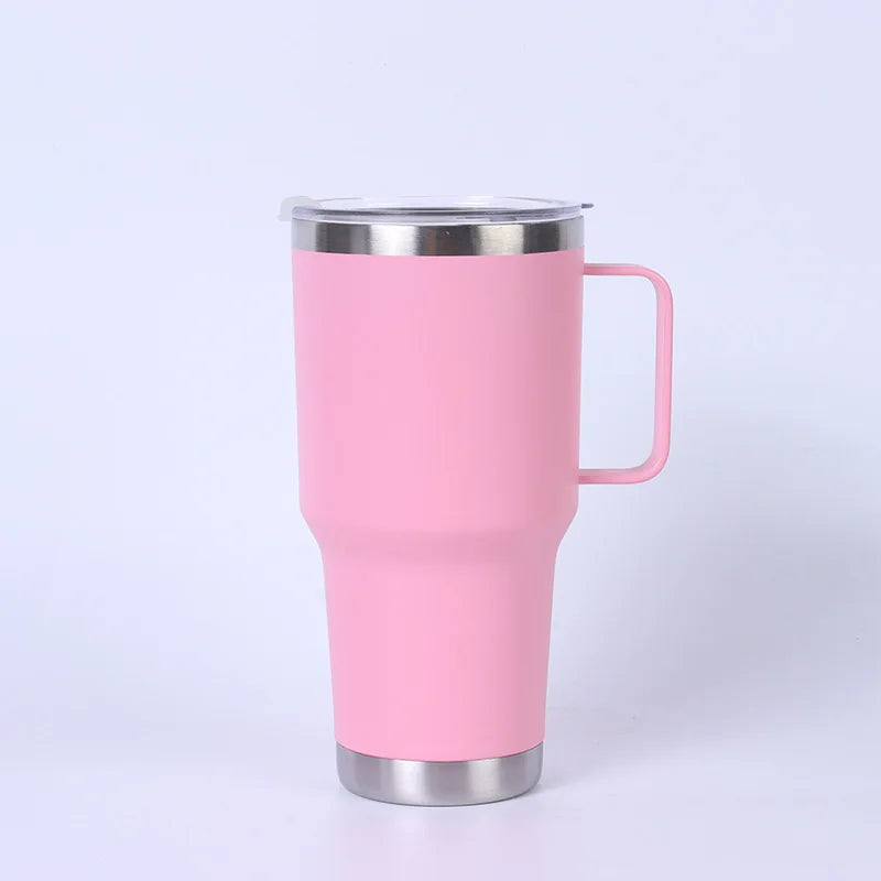 Steel Handle Vacuum Tumbler – 20oz / 30oz Double-Wall Insulated Cup