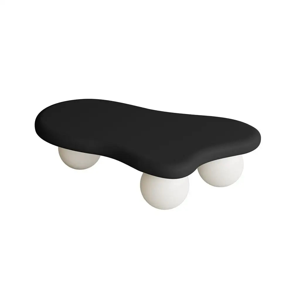 Cloud Shaped Coffee Table – 40” Modern Irregular Accent Table with White Ball Legs