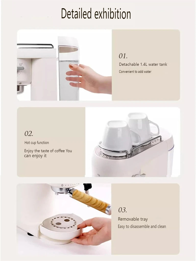 Professional Electric Espresso Coffee Maker – 15 Bar Italian Machine with Automatic Milk Frother