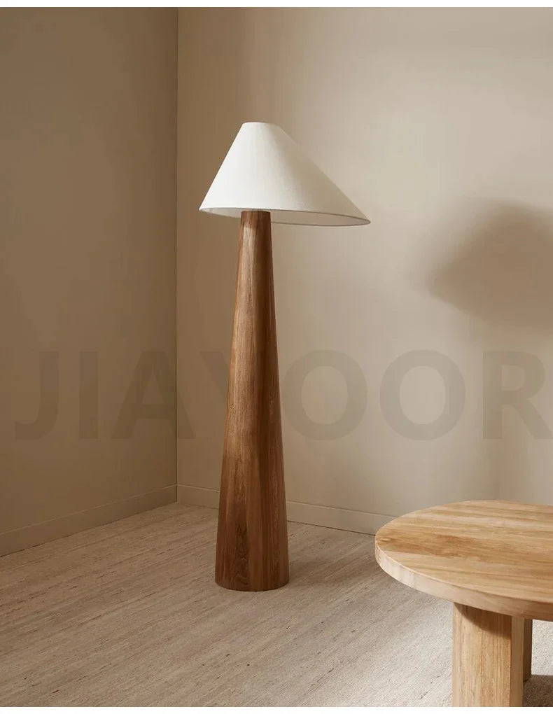 Conical Oak Floor Lamp Wabi Sabi Retro Floor Lamp Living Room Bedroom Study Solid Wood Desk Lamp Bedside Lamp Home Decoration