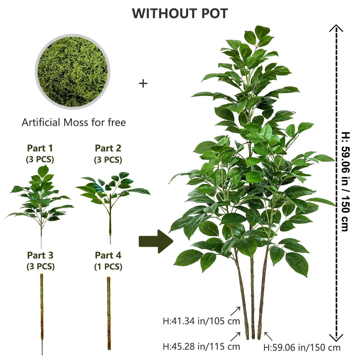 Artificial Green Tree – Realistic Touch Indoor & Outdoor Décor (105–240 cm)