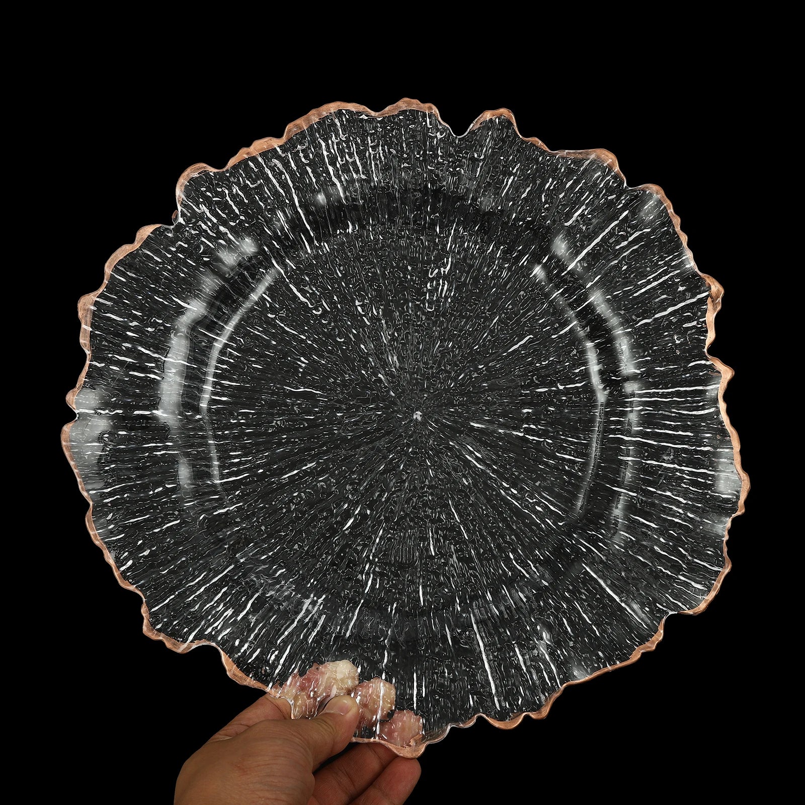 25PCS Rose Gold Charger Plates – Clear 32cm Decorative Table Chargers