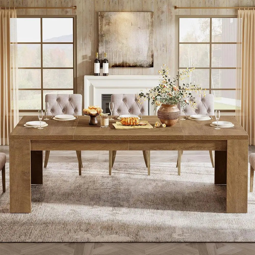 70.9-Inch Rectangular Wooden Dining Table for 6–8 – Sturdy Brown Dining Table